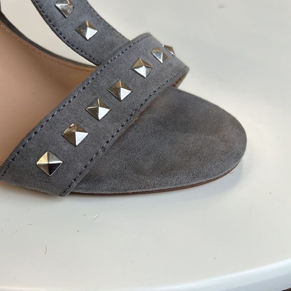 Grey Heeled Sandals with Silver Studs - Picture 10 of 10